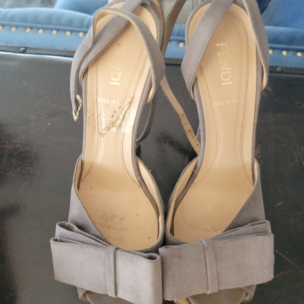 Authentic Fendi Satin Slingback Pumps